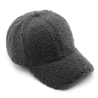 Baseball Cap warme Plüsch Kappe aus Kunstlammwolle | Verstellbare Mütze für Herbst & Frühling