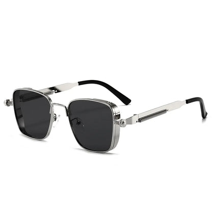 Retro Steampunk Sonnenbrille – Edelstahl Rahmen, Spiegelgläser für Herren & Damen UV400 Schutz