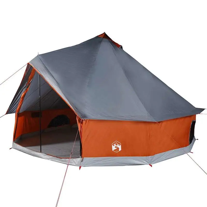 6 Personen Tipi Zelt Familienzelt Wasserdicht Camping Moskitonetz Grau Orange