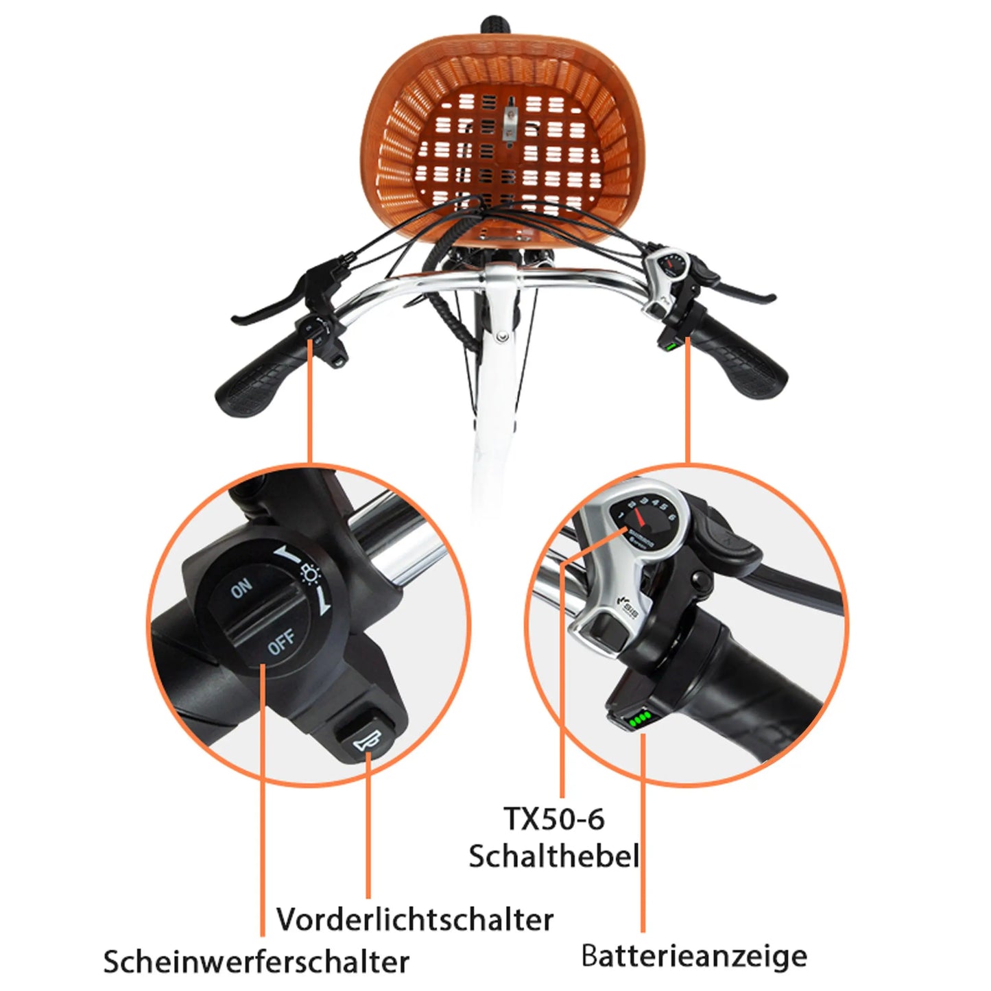 Elektrisches 26-Zoll Citybike| 250W Motor, 36V 14,5Ah Akku - mit Korb & Gepäckträger und 36 Monaten Gewährleistung