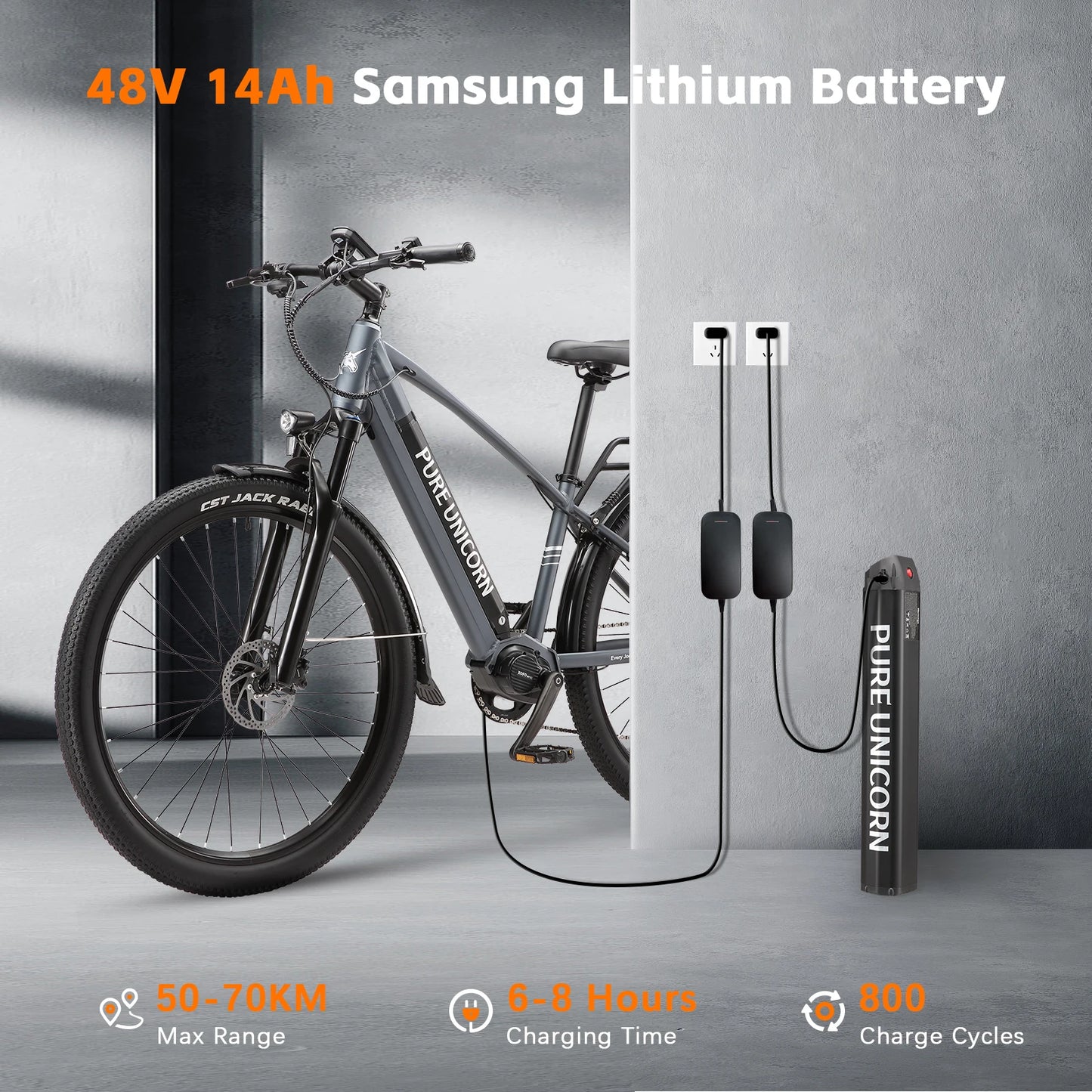 PURE UNICORN E-Bike 29 Zoll – 500W Mittelmotor, 25km/h, 90 Nm Drehmoment, 48V 14Ah Samsung Akku, 70 km Reichweite, Luftfederung & Hydraulikbremsen