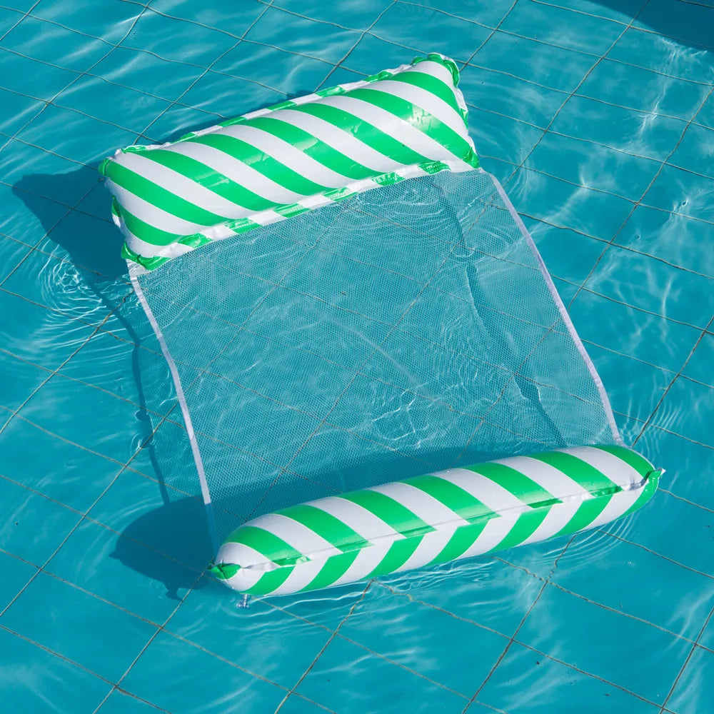 Faltbarer, gestreifter, aufblasbarer Loungesessel, geeignet für Schwimmbadpartys und schwimmende Strandbetten mit Netzrückenlehne