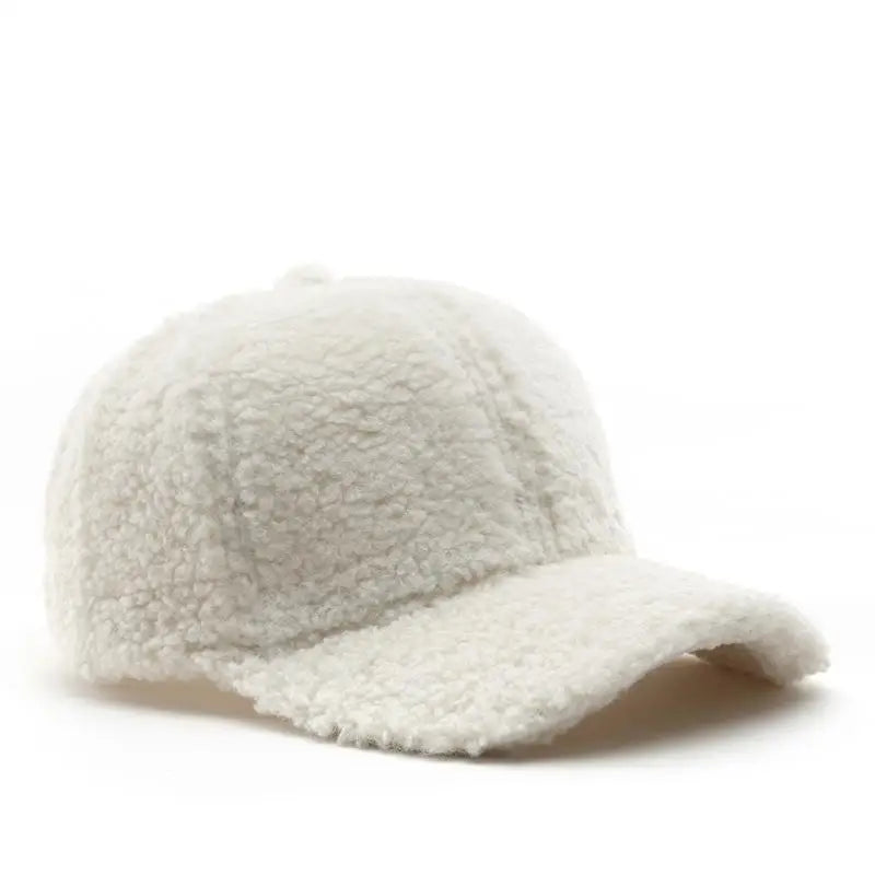Baseball Cap warme Plüsch Kappe aus Kunstlammwolle | Verstellbare Mütze für Herbst & Frühling