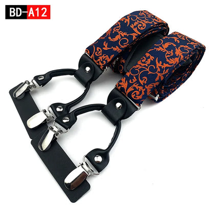 Designer Hosenträger Herren Paisley 6 Clips Elastisch Verstellbar 3,5 cm Y-Form Hochzeit Business