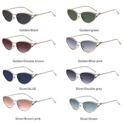 Retro-Sonnenbrille aus Metall mit Katzenaugen-Design für Damen, modische Farbverlaufsbrille, UV400