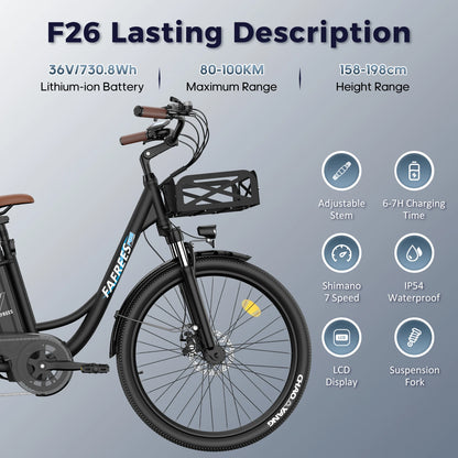 26-Zoll E-Bike Langlebig, kraftvoll & komfortabel unterwegs mit 36-monatiger Gewährleistung