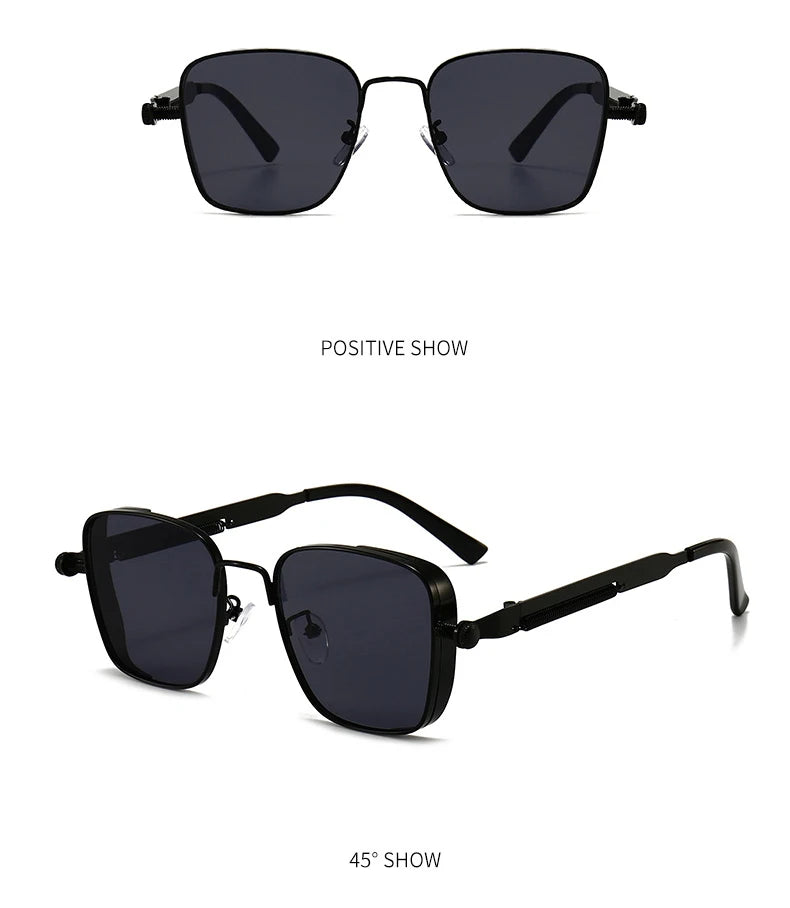 Retro Steampunk Sonnenbrille – Edelstahl Rahmen, Spiegelgläser für Herren & Damen UV400 Schutz