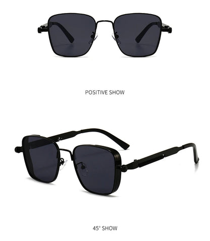Retro Steampunk Sonnenbrille – Edelstahl Rahmen, Spiegelgläser für Herren & Damen UV400 Schutz