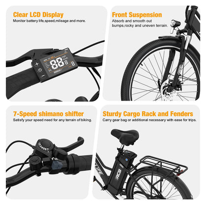 Elektrofahrrad 26-Zoll Pendlerfahrrad E-Bike mit 36-monatiger Gewährleistung
