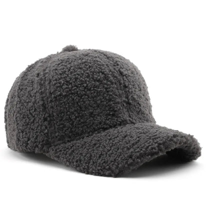 Baseball Cap warme Plüsch Kappe aus Kunstlammwolle | Verstellbare Mütze für Herbst & Frühling