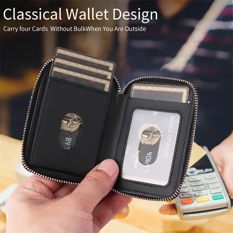 Magnetische Leder Geldbörse-Hülle mit Kartenhalter & Reißverschluss – Handyhülle mit Standfunktion für iPhone 16 / 15 / 14 / 13 / 12 / 11 Pro Max (MagSafe)