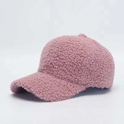 Baseball Cap warme Plüsch Kappe aus Kunstlammwolle | Verstellbare Mütze für Herbst & Frühling