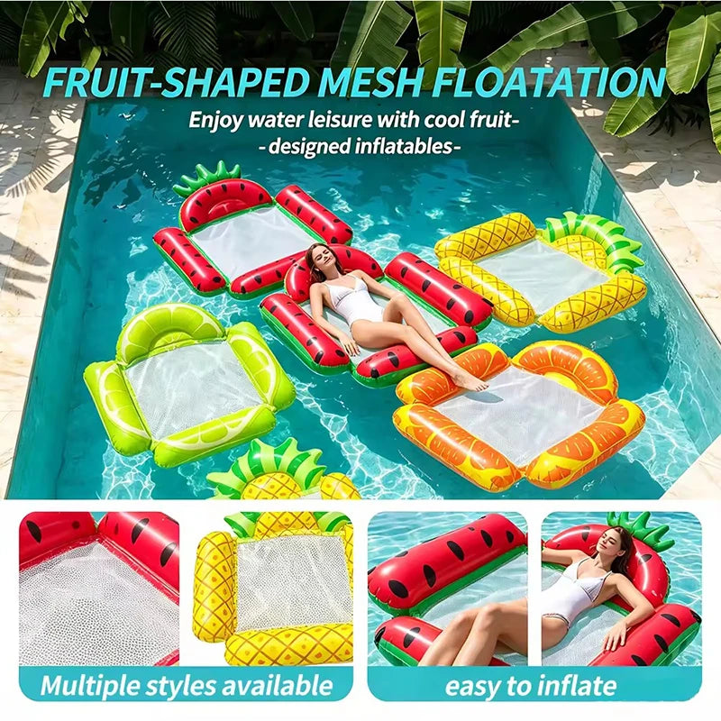 Faltbare schwimmende Frucht-Hängematte, aufblasbare Wasserliege, Wasserspielzeug, Sommer-Schwimmbad-Hängematte