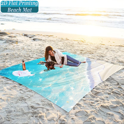 1-teiliges Set, Sommer-Strandmatte für draußen, inklusive 4 Bodenheringen, einzigartiges Druckdesign, lichtbeständig, leicht, schnell trocknend, einfach zu transportieren, wind- und sanddicht, modische und trendige Outdoor