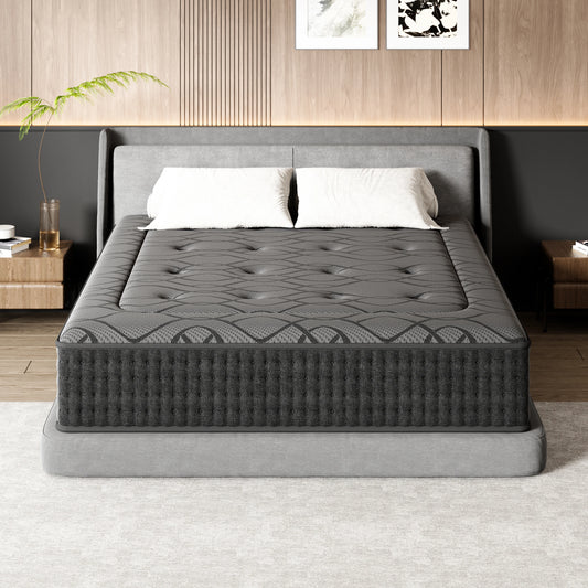DEWINNER Hybridmatratze 140x200 30cm Taschenfederkern Memory Foam 7-Zonen OEKO-TEX