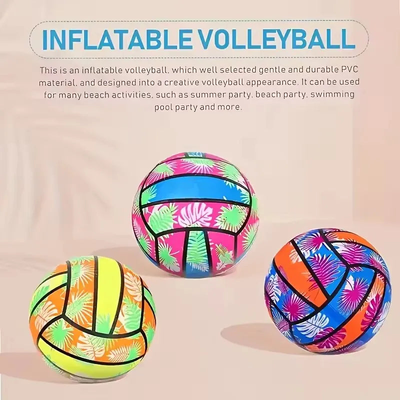 1/2/3 Stück aufblasbare Beach-Volleybälle, 4 Stück – PVC-Poolspielzeug mit tropischem Blattmuster, Sommer-Outdoor-Sportausrüstung für Erwachsene und Kinder