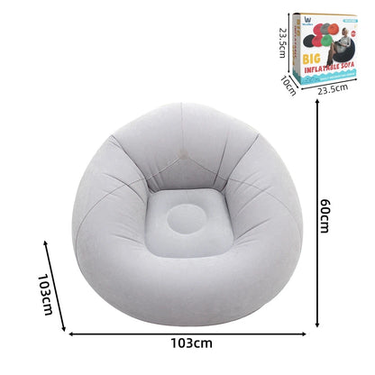 Aufblasbares Lazy Sofa Einzel – Beflockter Luftsessel PVC Camping Lounge Sofa Garten Strand Tragbar