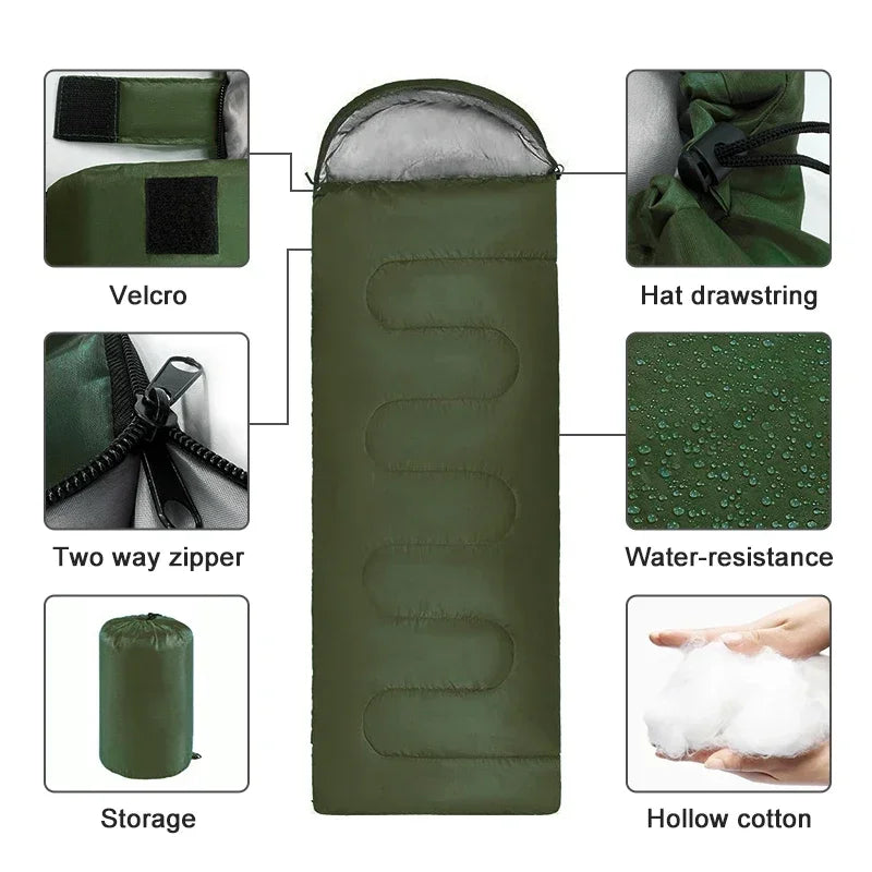 Camping Schlafsack 4 Jahreszeiten – Ultraleicht Wasserdicht Outdoor Reiseschlafsack Wandern Camping