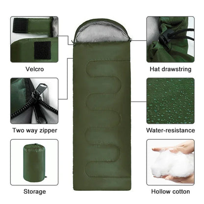 Camping Schlafsack 4 Jahreszeiten – Ultraleicht Wasserdicht Outdoor Reiseschlafsack Wandern Camping
