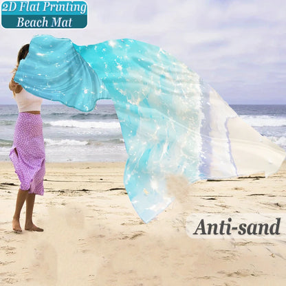 1-teiliges Set, Sommer-Strandmatte für draußen, inklusive 4 Bodenheringen, einzigartiges Druckdesign, lichtbeständig, leicht, schnell trocknend, einfach zu transportieren, wind- und sanddicht, modische und trendige Outdoor