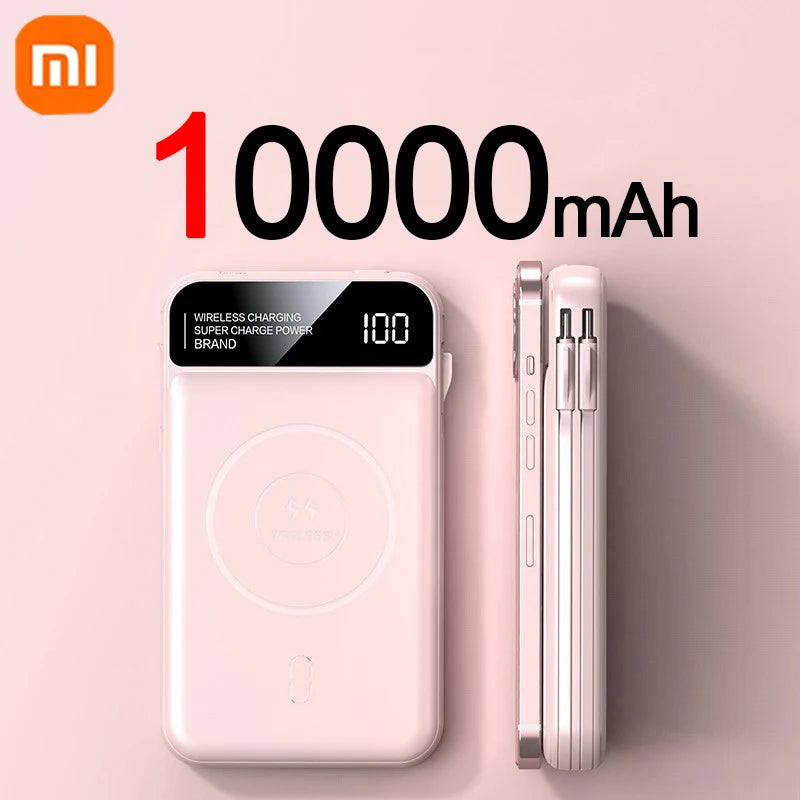 Powerbank 50000 mAh mit Magnetischer & Kabelloser Aufladung + Integrierte Kabel