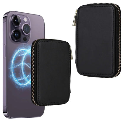 Magnetische Leder Geldbörse-Hülle mit Kartenhalter & Reißverschluss – Handyhülle mit Standfunktion für iPhone 16 / 15 / 14 / 13 / 12 / 11 Pro Max (MagSafe)