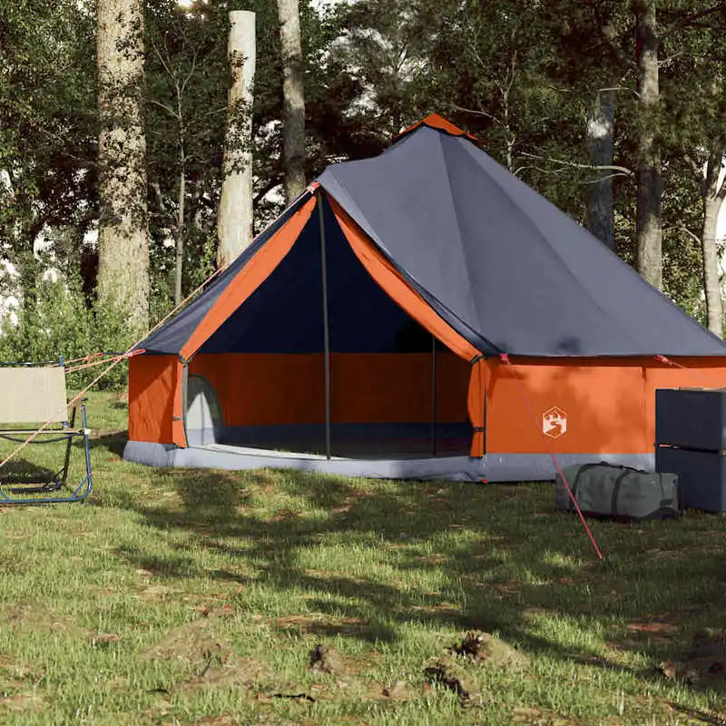 6 Personen Tipi Zelt Familienzelt Wasserdicht Camping Moskitonetz Grau Orange