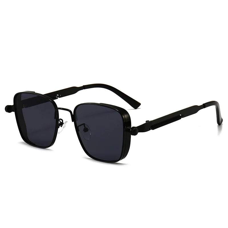 Retro Steampunk Sonnenbrille – Edelstahl Rahmen, Spiegelgläser für Herren & Damen UV400 Schutz