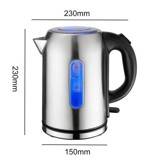 Wasserkocher Edelstahl 1,7L – 1850-2000W Schnellkocher mit LED-Beleuchtung