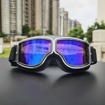 Retro Motorradbrille Vintage Schutzbrille Herren Damen Outdoor Fahrrad Brille