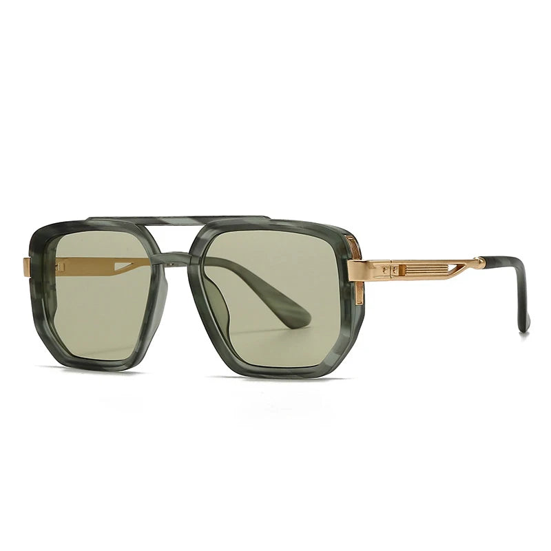 Quadratische Doppelsteg Sonnenbrille UV400 Damen Herren Retro Vintage Unisex