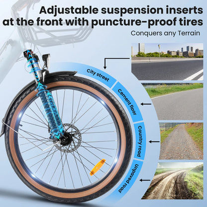 26-Zoll Trekking E-Bike / Citybike | 36 V 16 Ah Lithium Akku - Robustes Modell für zwei Personen – mit 36-monatiger Gewährleistung