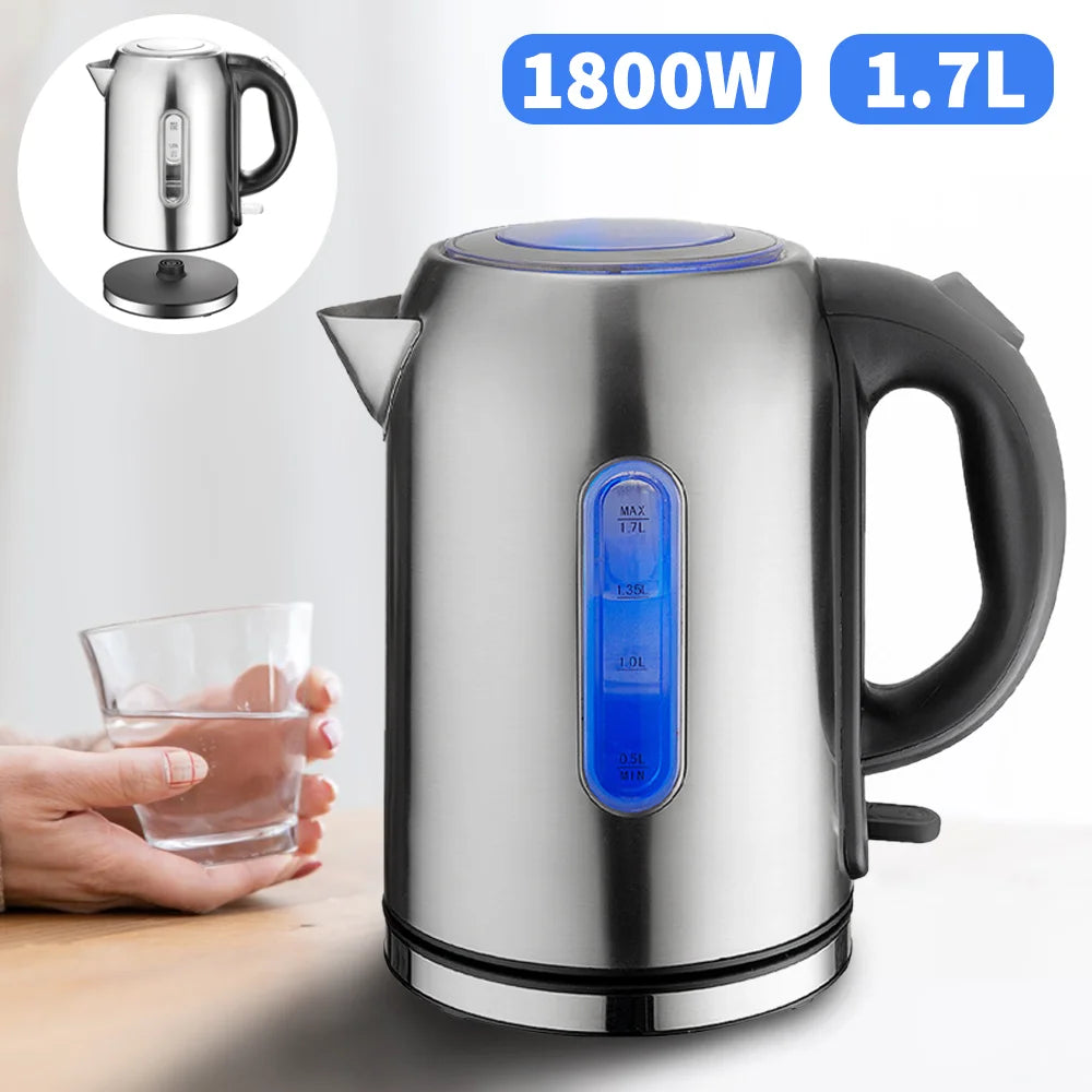 Wasserkocher Edelstahl 1,7L – 1850-2000W Schnellkocher mit LED-Beleuchtung