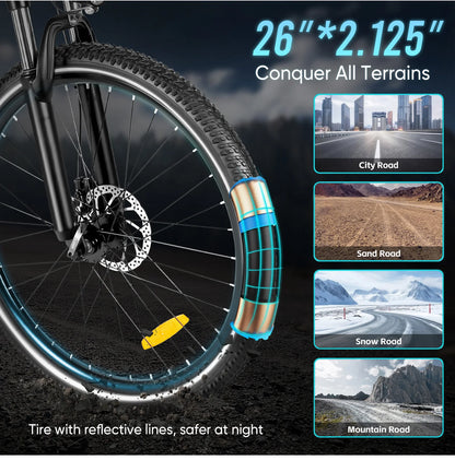 26-Zoll E-Mountainbike| 36 V 15 Ah Lithium-Akku, 25km/h, E-Bike mit 36-monatiger Gewährleistung