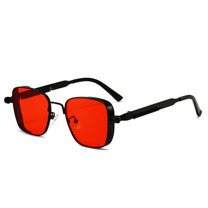 Retro Steampunk Sonnenbrille – Edelstahl Rahmen, Spiegelgläser für Herren & Damen UV400 Schutz