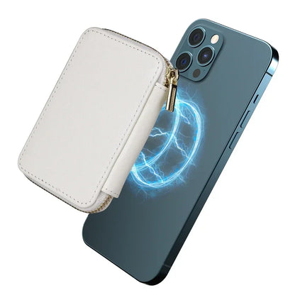 Magnetische Leder Geldbörse-Hülle mit Kartenhalter & Reißverschluss – Handyhülle mit Standfunktion für iPhone 16 / 15 / 14 / 13 / 12 / 11 Pro Max (MagSafe)