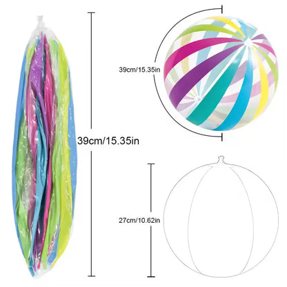1 x bunt gestreifter, transparenter, aufblasbarer Strandball für Pool-Partyspiele – lustiger und lebendiger Ball für Outdoor-Aktivitäten