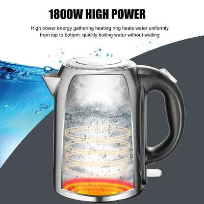 Wasserkocher Edelstahl 1,7L – 1850-2000W Schnellkocher mit LED-Beleuchtung