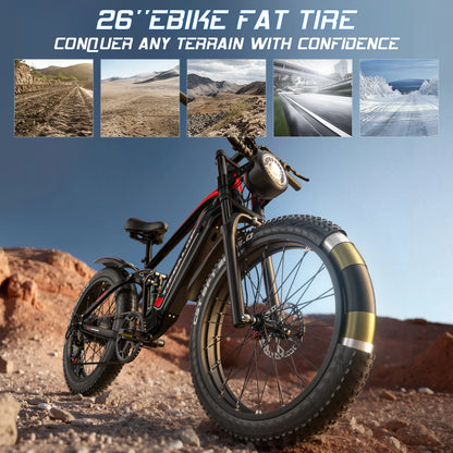 Sportliches 26-Zoll E-Mountainbike| 1000W Motor, 48V 22Ah Akku und hoher Reichweite – mit 36-monatiger Gewährleistung