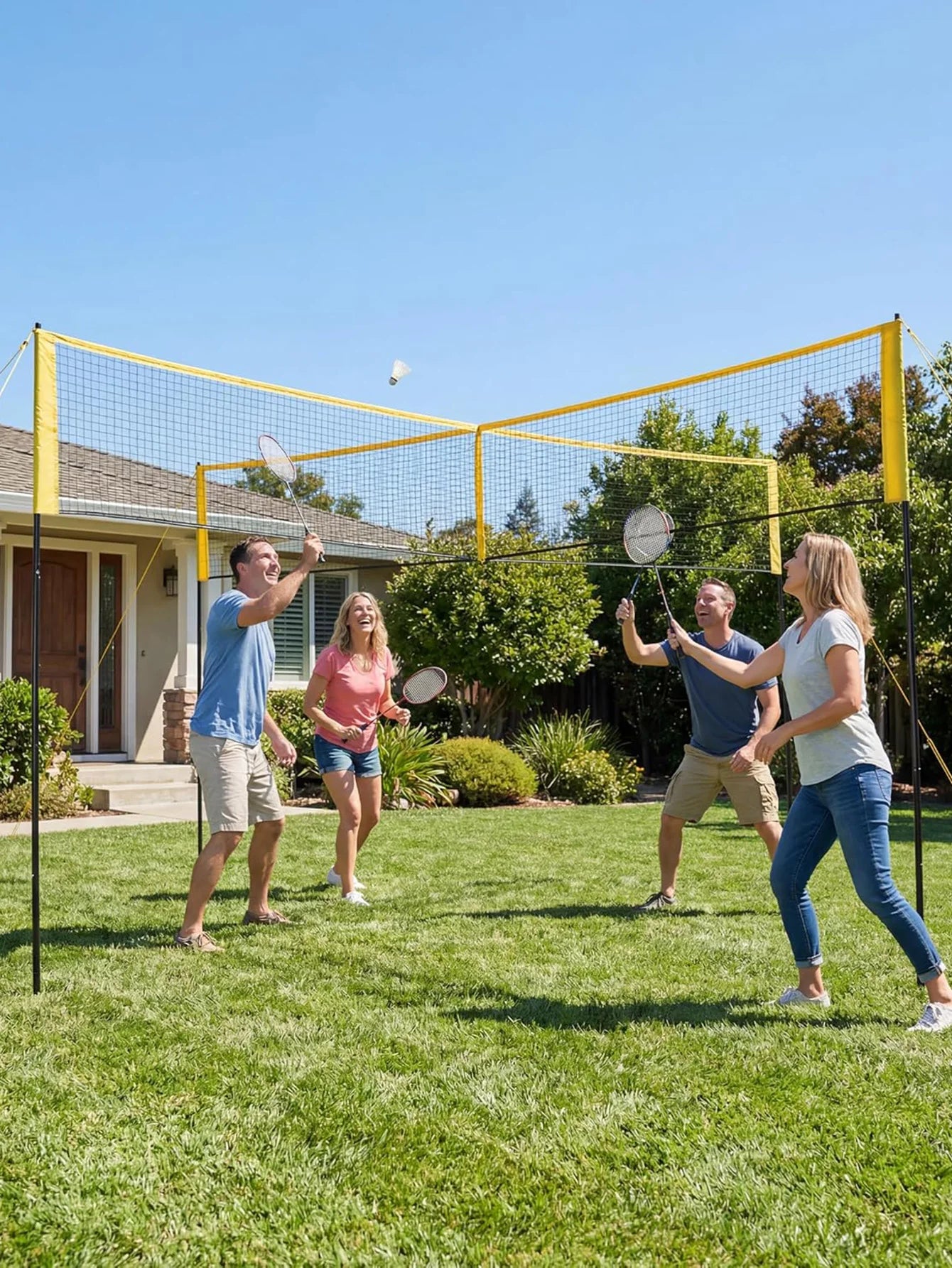 Volleyball Netz 4,3 - 8,5 m Set Höhenverstellbar Outdoor Garten Strand mit Tasche