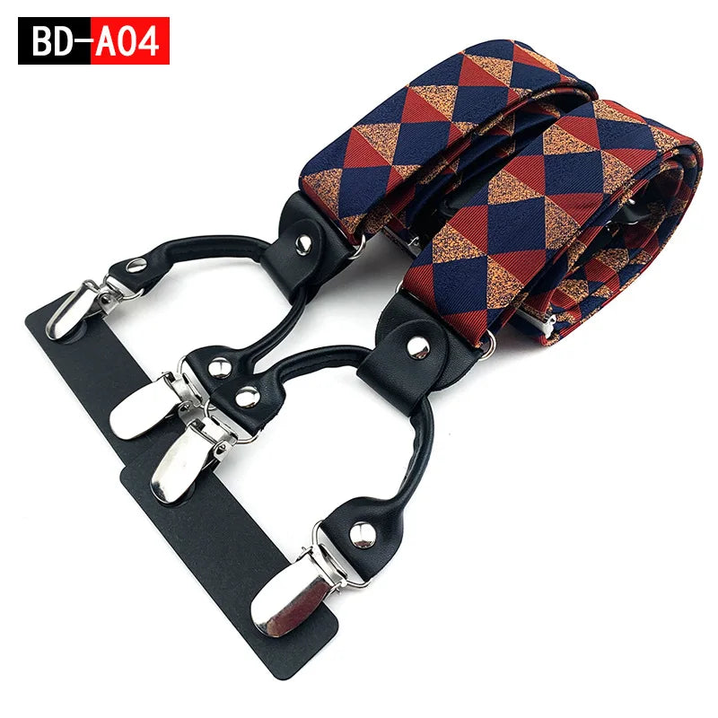 Designer Hosenträger Herren Paisley 6 Clips Elastisch Verstellbar 3,5 cm Y-Form Hochzeit Business