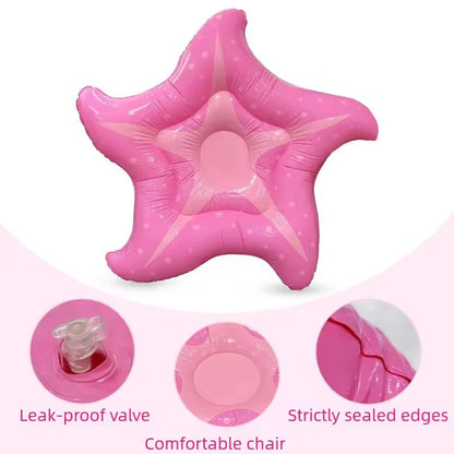 140 cm rosa sternförmige schwimmende Luftmatratze für den Pool – aufblasbare Liegematte für Wassersport und Poolzubehör