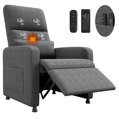 Relaxsessel NOVALUX Elektrisch Massagesessel mit Wärme USB Liegefunktion Grau