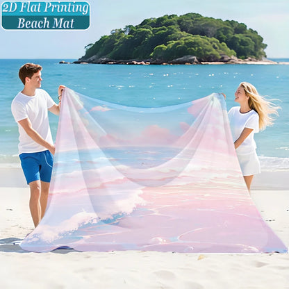 1-teiliges Set, Sommer-Strandmatte für draußen, inklusive 4 Bodenheringen, einzigartiges Druckdesign, lichtbeständig, leicht, schnell trocknend, einfach zu transportieren, wind- und sanddicht, modische und trendige Outdoor