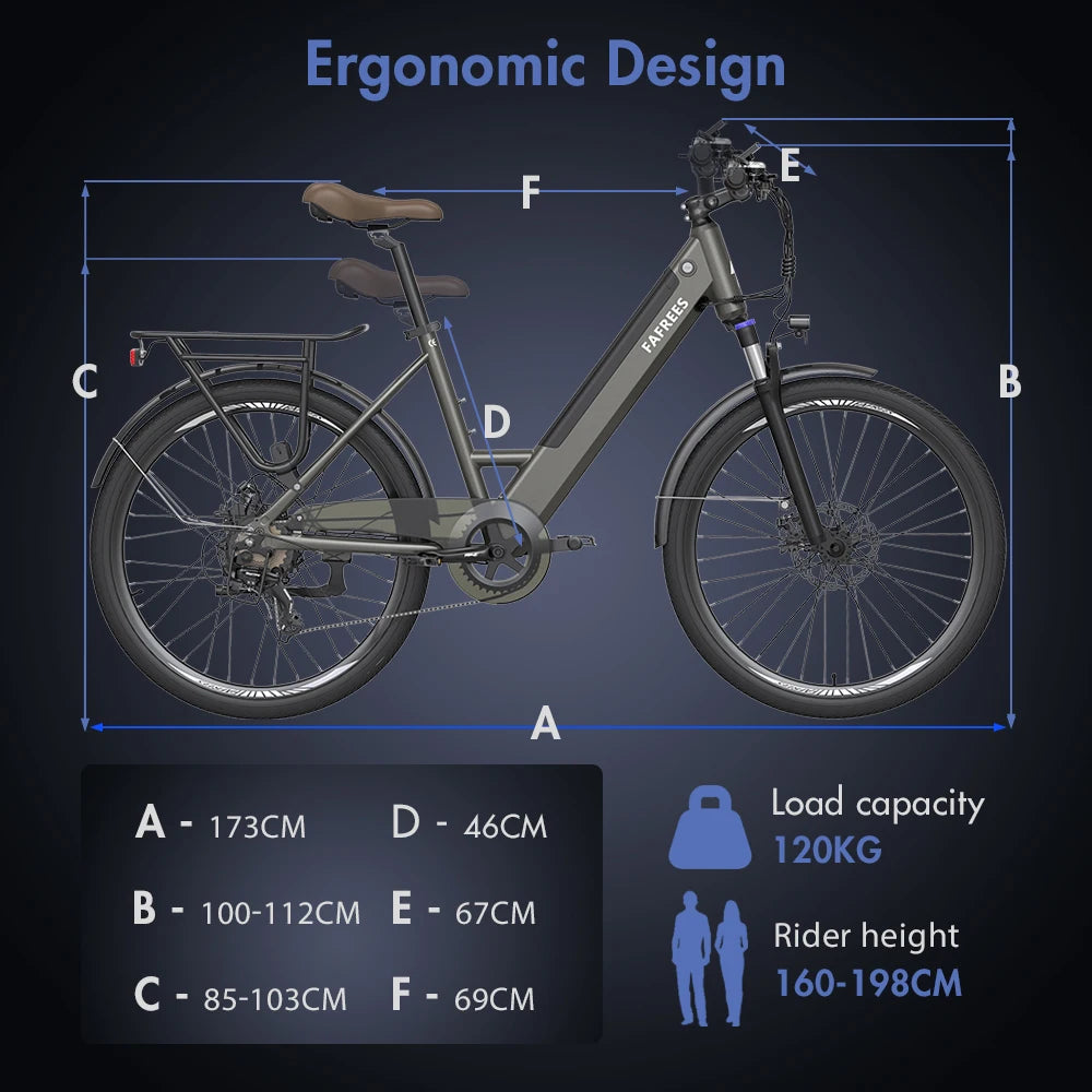 26 -Zoll City Allrounder E-Bike, 250W, 36V 14,5 Ah Akku – mit 36-monatiger Gewährleistung