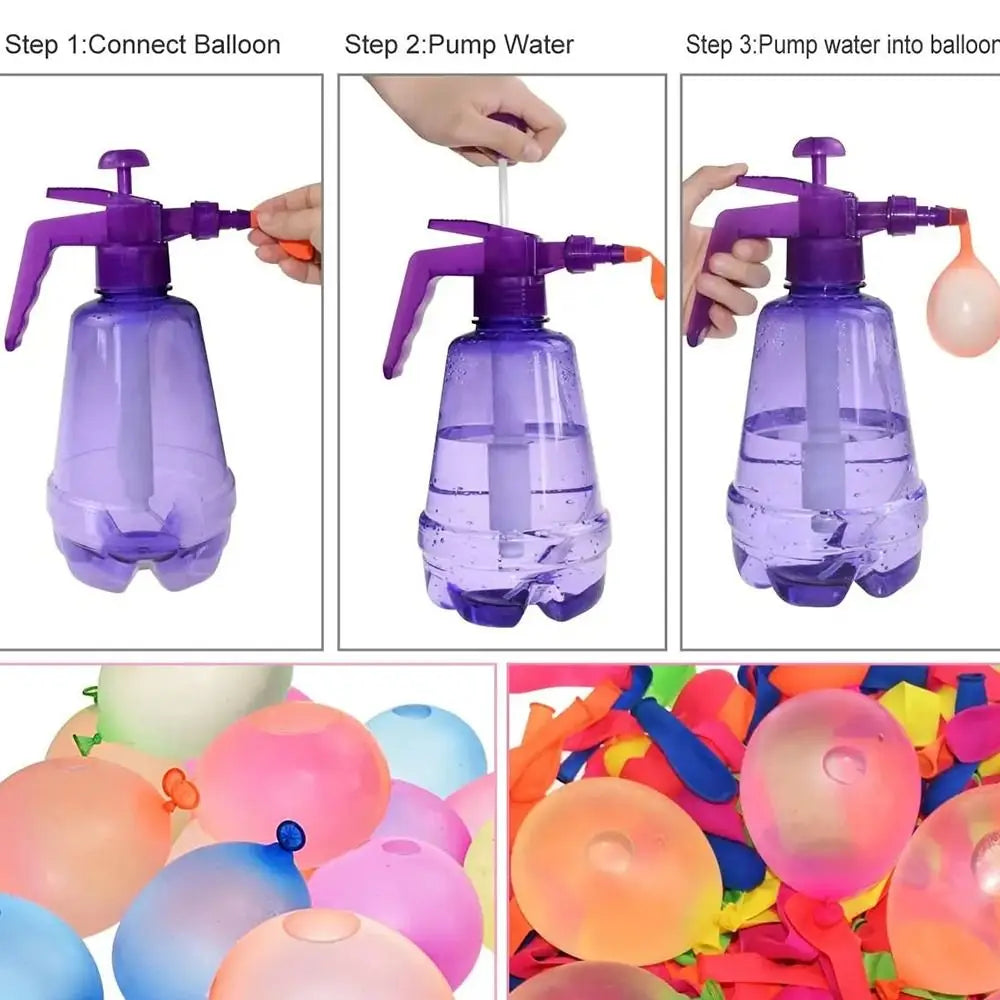 Tragbare Luft-Wasser-Bomben-Ballonpumpe mit Luftballons für Kinderpartys, Outdoor-Spielzeugballons (Pumpe und Luftballons, zufällige Farbe).