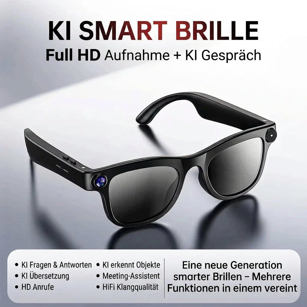 Lenovo Premium KI Smart Glasses – Intelligente Bluetooth-Brille mit Full-HD-Kamera, KI-Übersetzer & Sprachassistent