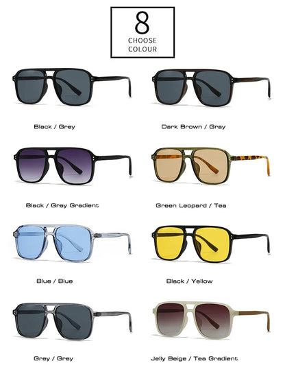 Retro Sonnenbrille für Damen & Herren | Doppel-Brücke Design, UV400 Schutz, Vintage Gradient Shades