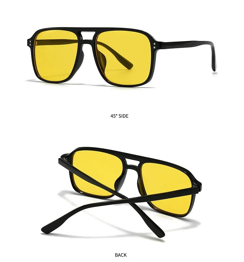 Retro Sonnenbrille für Damen & Herren | Doppel-Brücke Design, UV400 Schutz, Vintage Gradient Shades