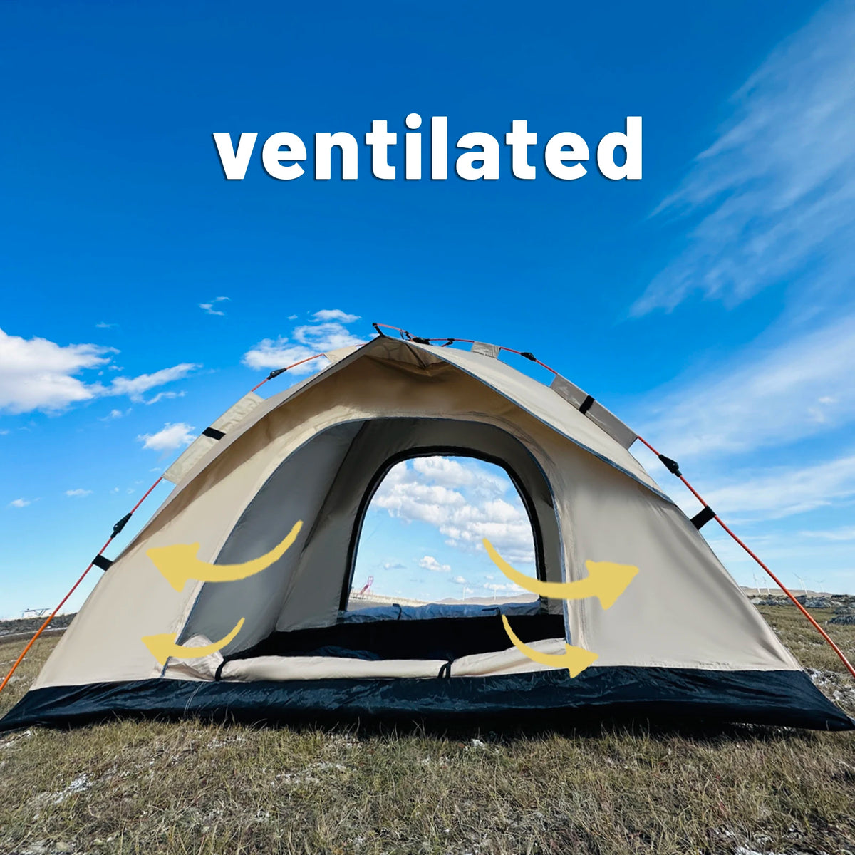Pop Up Campingzelt 3-4 Personen Automatikzelt Wasserdicht Strandzelt Outdoor